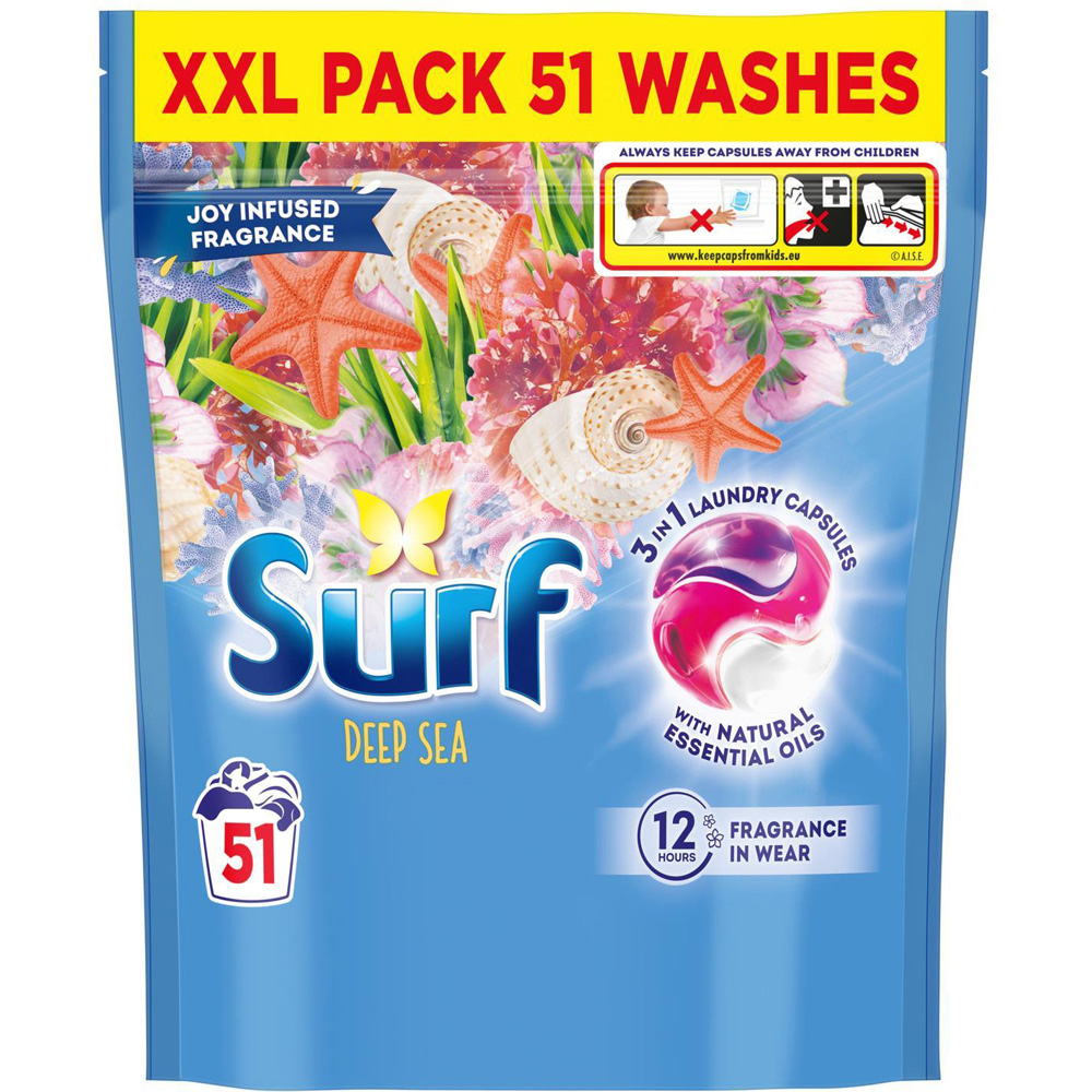 Surf 3-in-1 Deep Sea Washing Capsules XXL 51 Washes 3 Pack Image 2