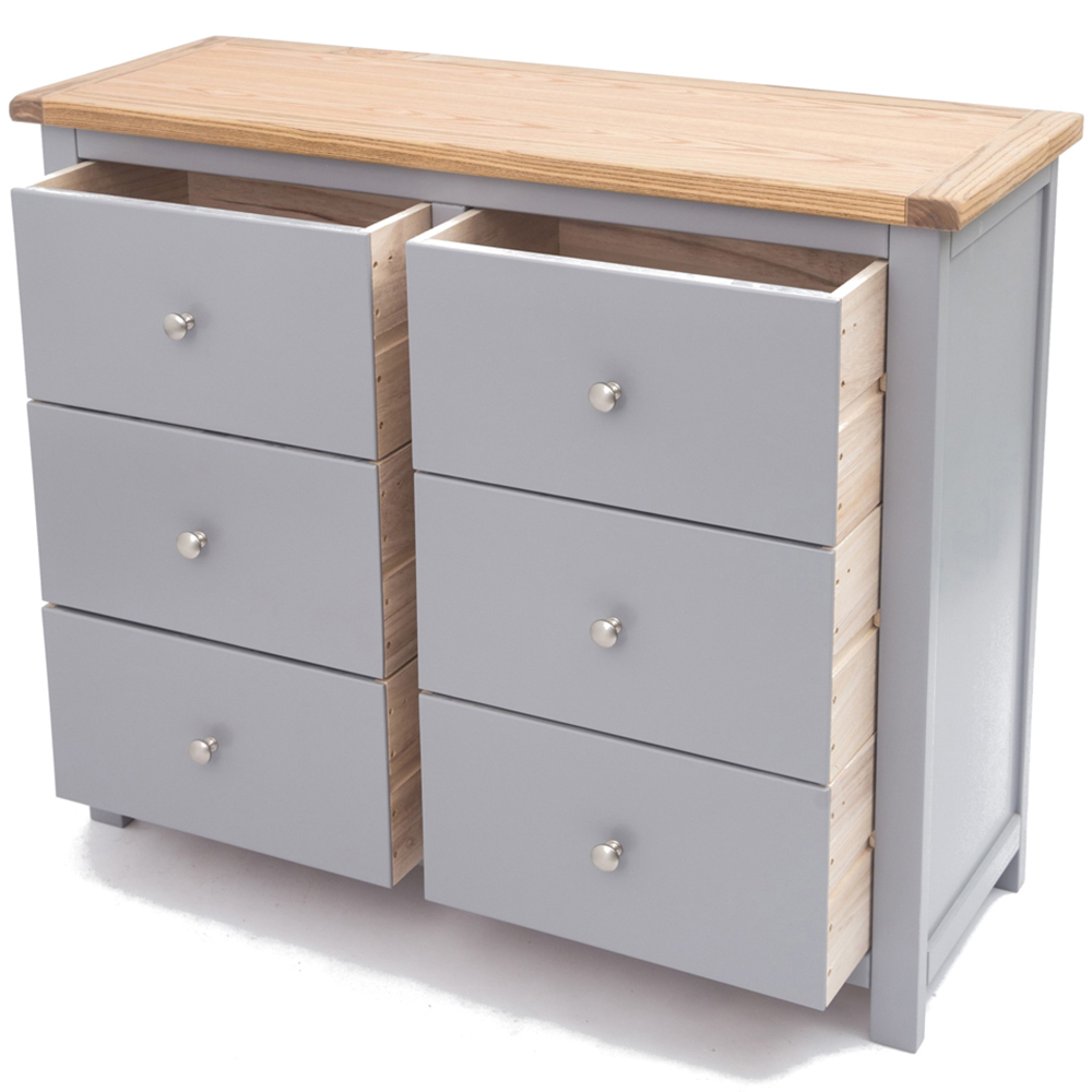 Cabinet Bits Mirano 6 Drawer Grey Chrome Knob Chest of Drawers Image 5