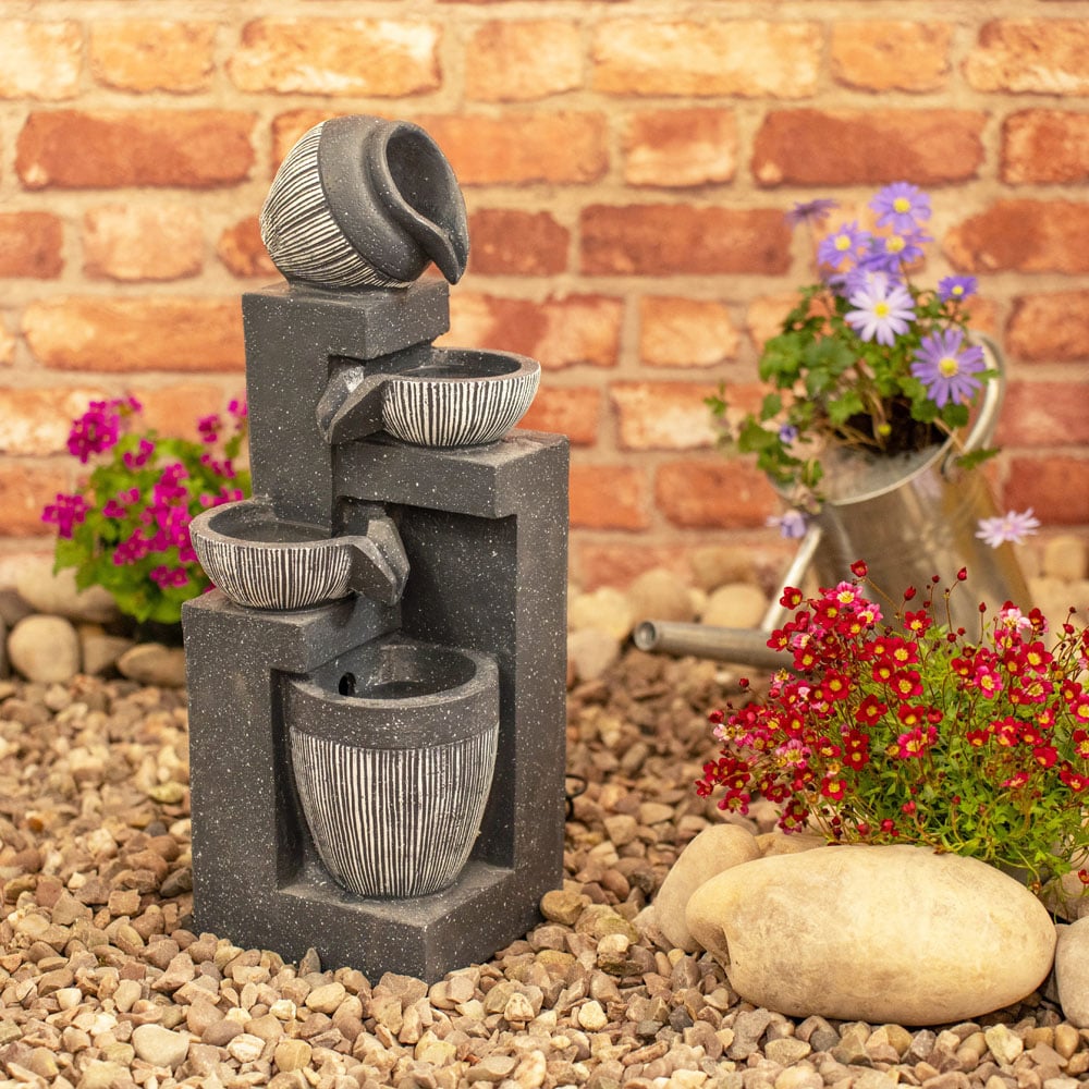 ValueLights Solar Powered Stacking Pots Fountain Water Feature Image 3