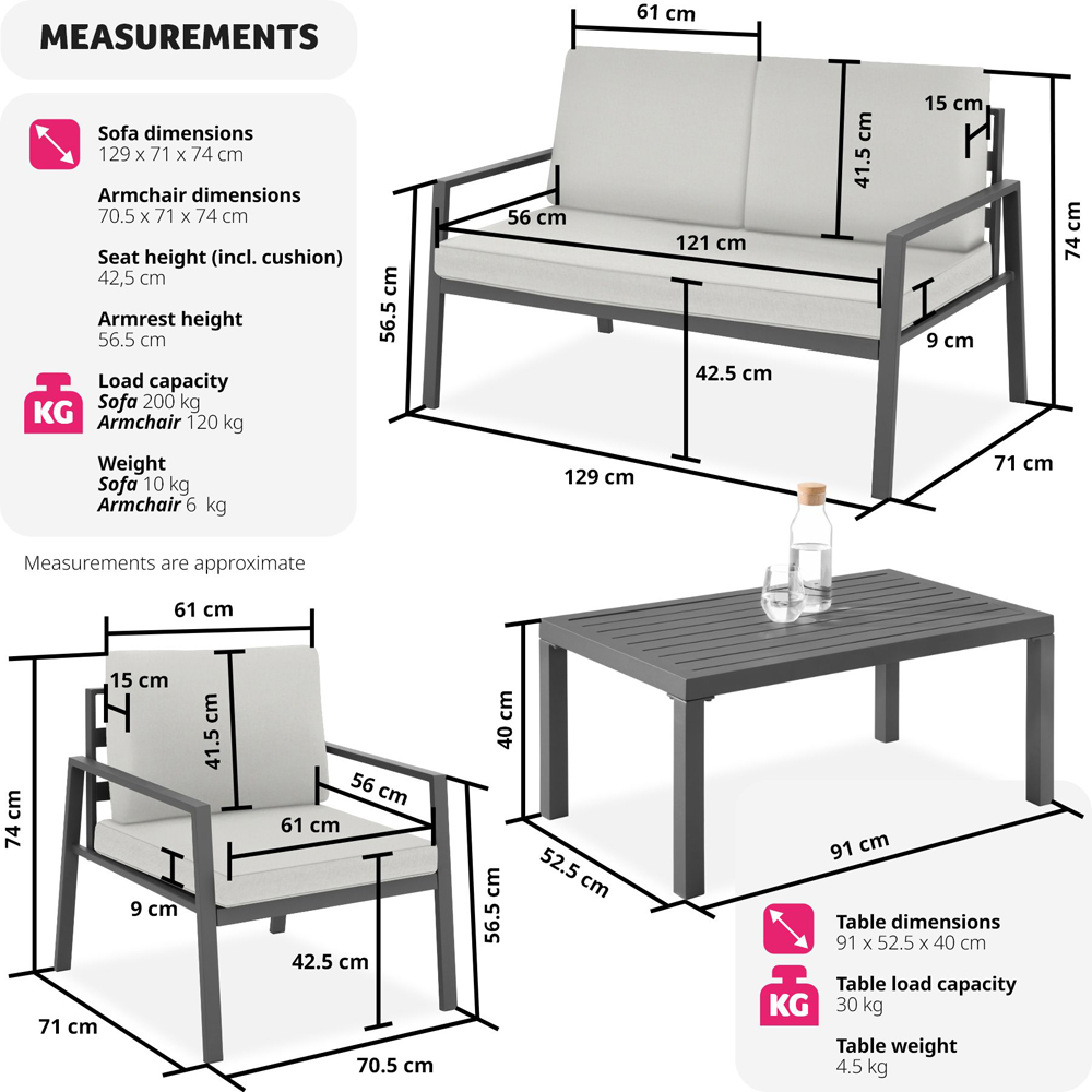tectake Gothenburg 4 Seater Light Grey Dining Set Image 9