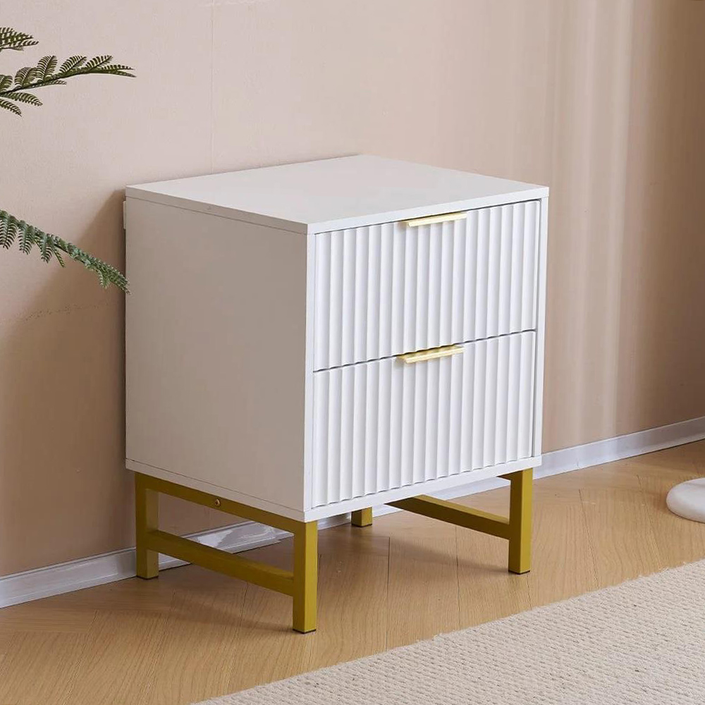 Kosy Koala 2 Drawer White And Gold Bedside Table Image 3