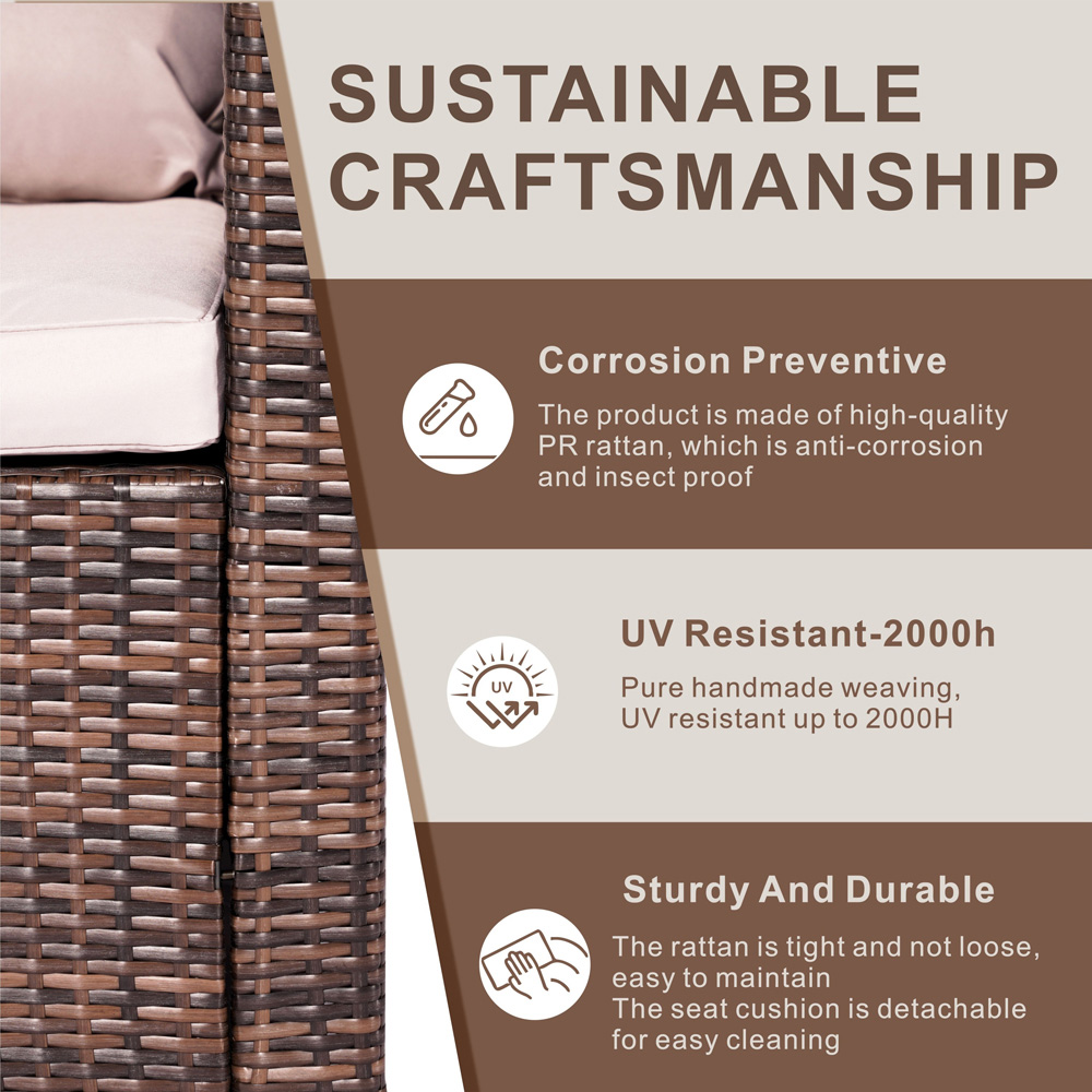 Direct wicker Brown 7 Seater Rattan Garden Sofa Set with Storage Boxes Image 8