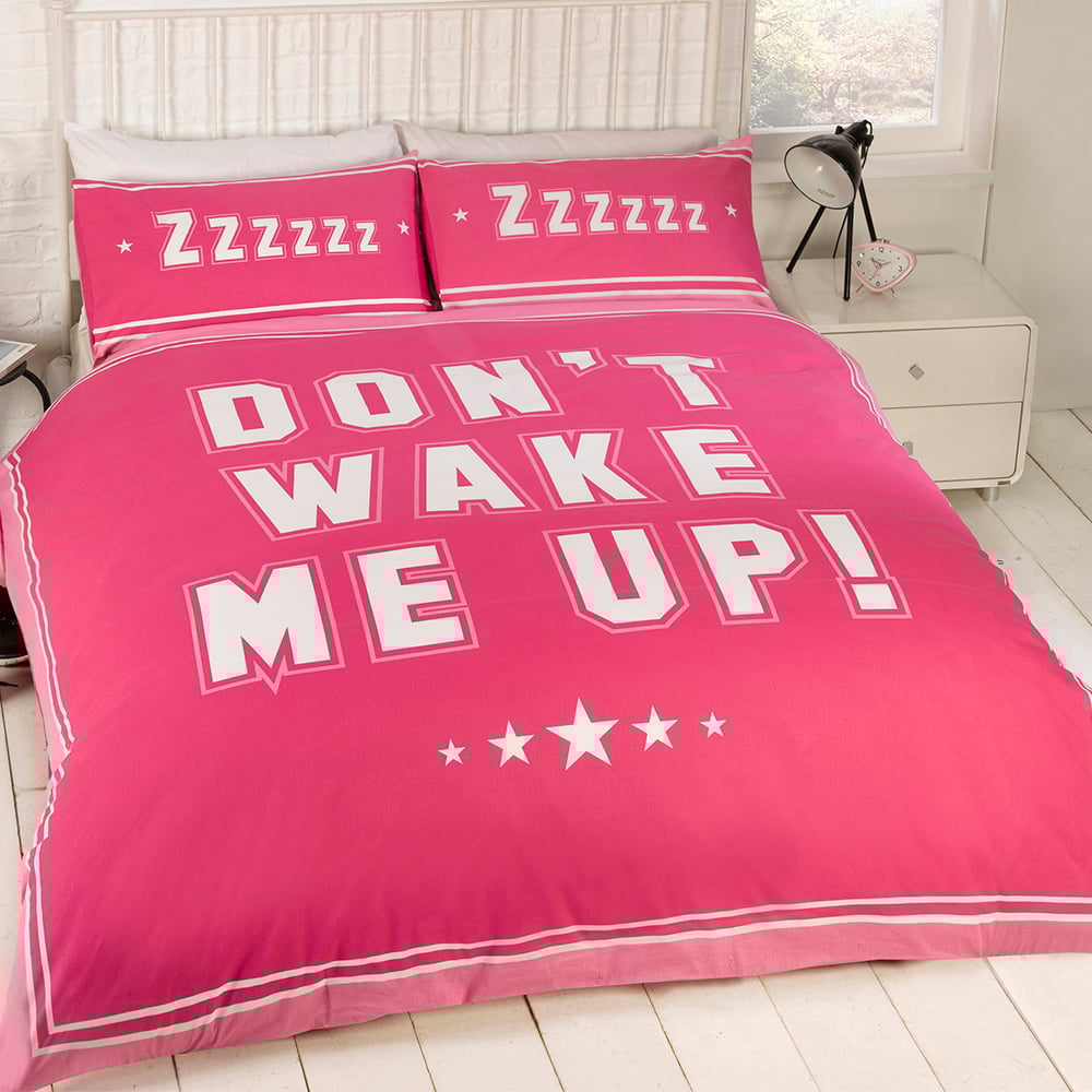 Rapport Home Don't Wake Me Up King Size Pink Duvet Cover Set Image 1