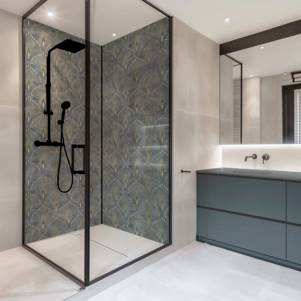 Splashbax Premium Artisan Art Deco Peacock Acrylic Bathroom Wall Panel 2400 x 900mm Image 4