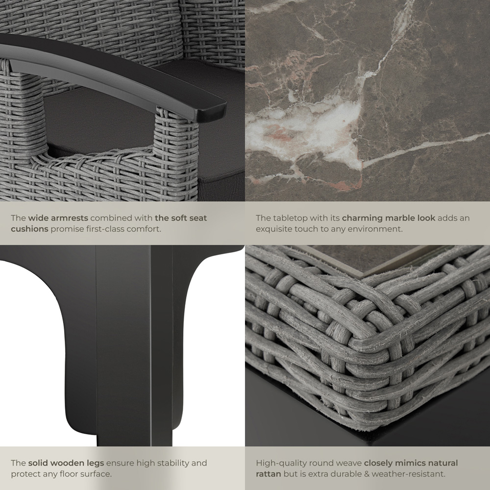 tectake Rosarno Foggia 8 Seater Poly Rattan Dining Table Grey Image 6
