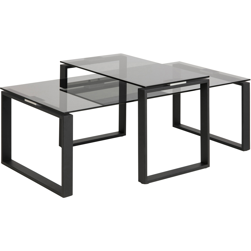 Florence Katrine Smoked Glass Top Coffee Table Set of 2 Image 2