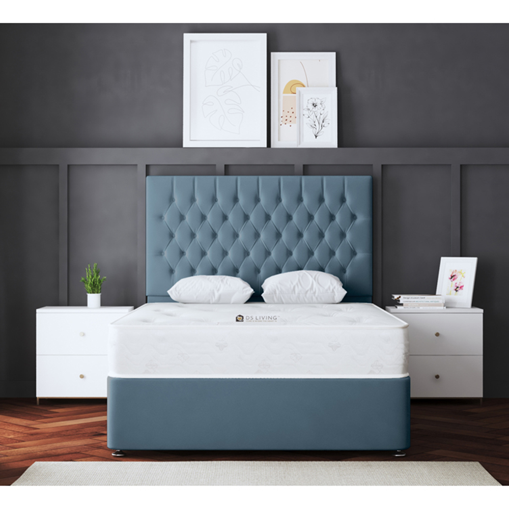 DS Living Seraphine King Size Blue Upholstered Panel Divan Bed with 2 Drawer Image 4