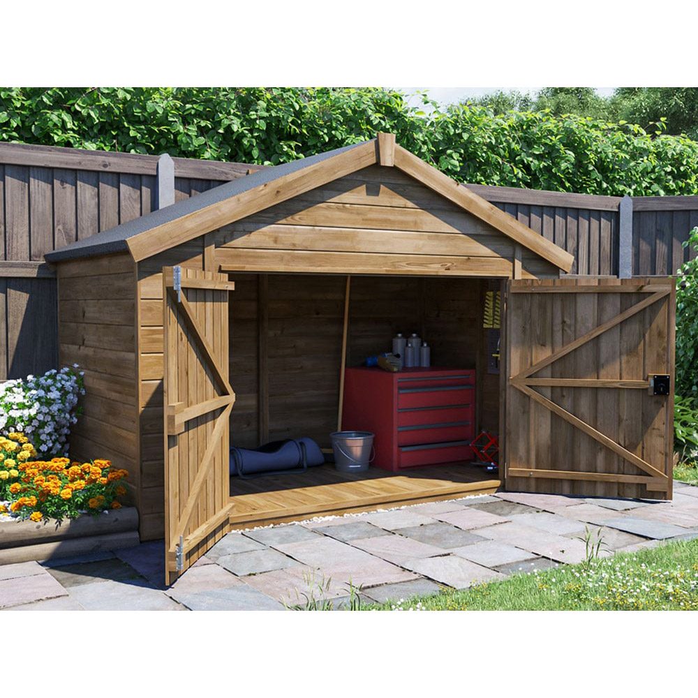 Dunster House Overlord 8 x 4ft Brown Superfelt Apex Modular Bike Shed Image 4