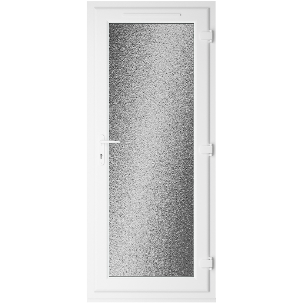 Crystal uPVC Double Glazed White Door Full Glass Left hand Obscure Glass 920x2090mm Image 2