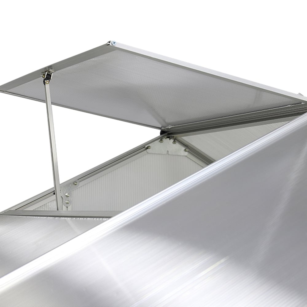 Living and Home 6.2 x 8.3ft Aluminium Polycarbonate Sliding Door Greenhouse with Base Image 5