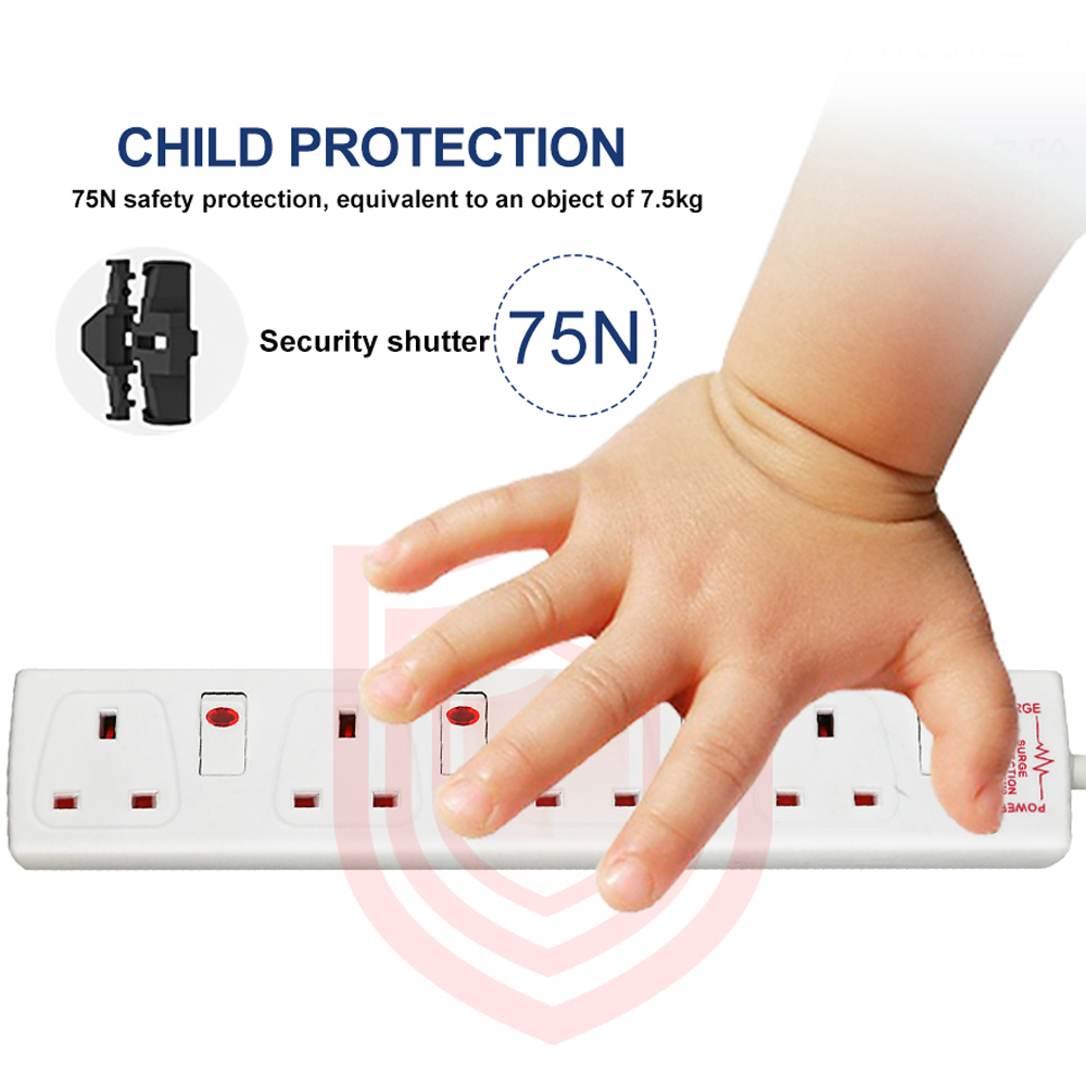 ExtraStar White 13A 3m 4 Socket Individually Switched Surge Protected Extension Lead Image 4