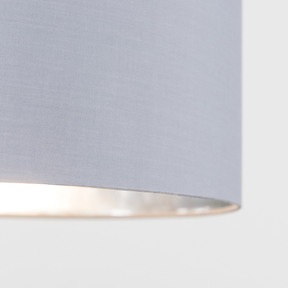 ValueLights Reni Grey with Metallic Chrome Ceiling Drum Lamp Shade Medium Image 3