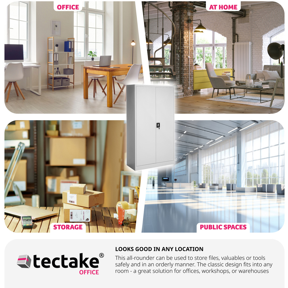 Tectake Grey Filing Cabinet Blain with Adjustable Shelves Image 6