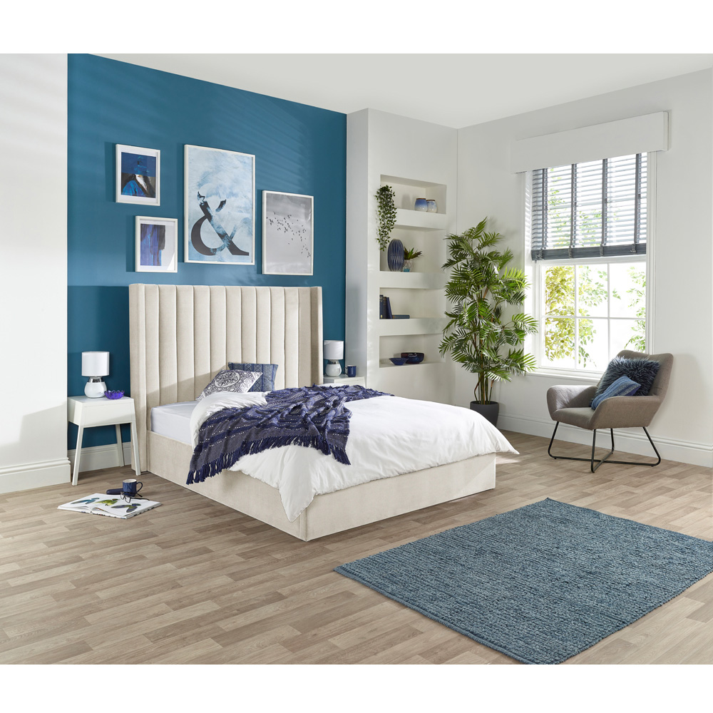 Aspire Helix Double Natural Velvet Ottoman Bed Image 6