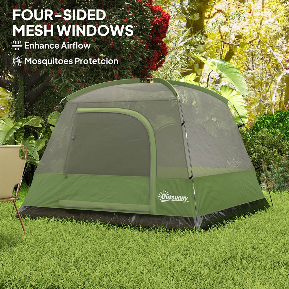 Outsunny 3-4 Person Waterproof Camping Tent Olive Green and Grey Image 7