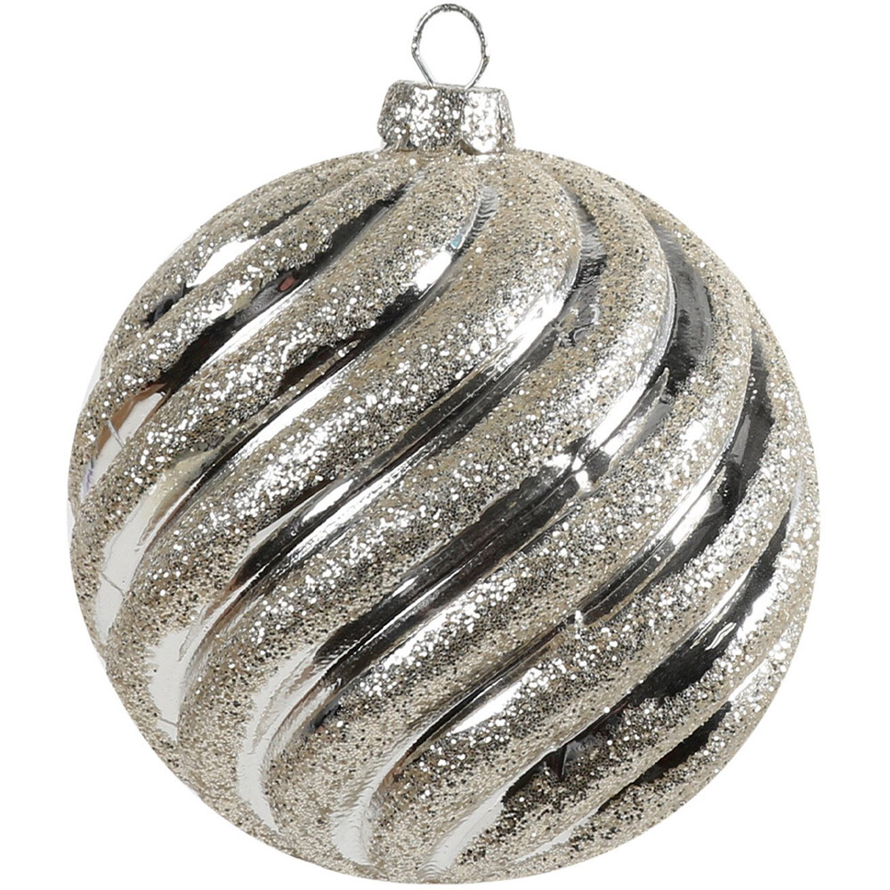 Single Chic Noir Ridged Glitter Bauble in Assorted styles Image 2