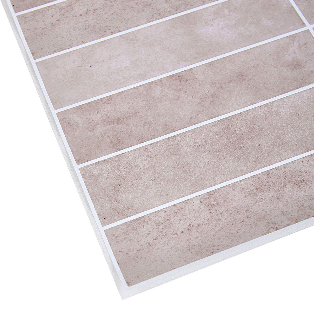 Living and Home Grid Effect Light Pink Peel and Stick Wall Tile Sticker 10 Pack Image 6