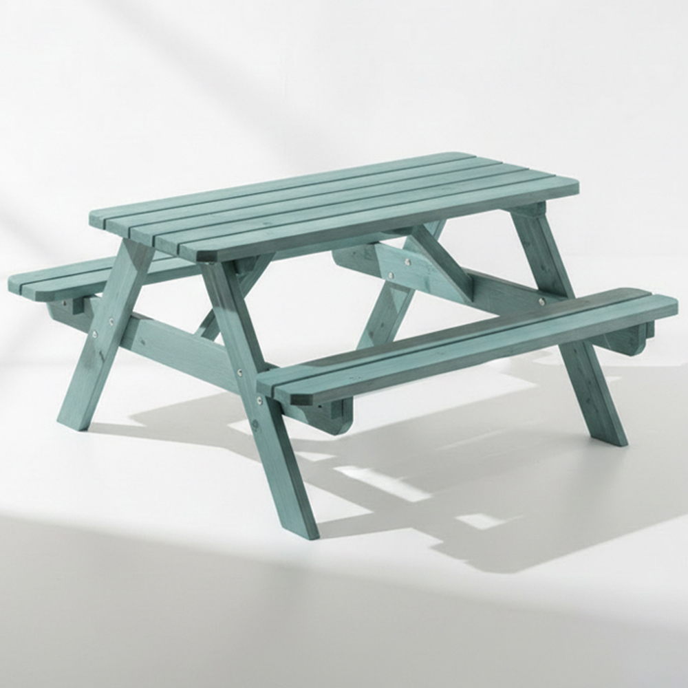 AMATA Children's Sage Blue Classic Wooden Picnic Table Image 2