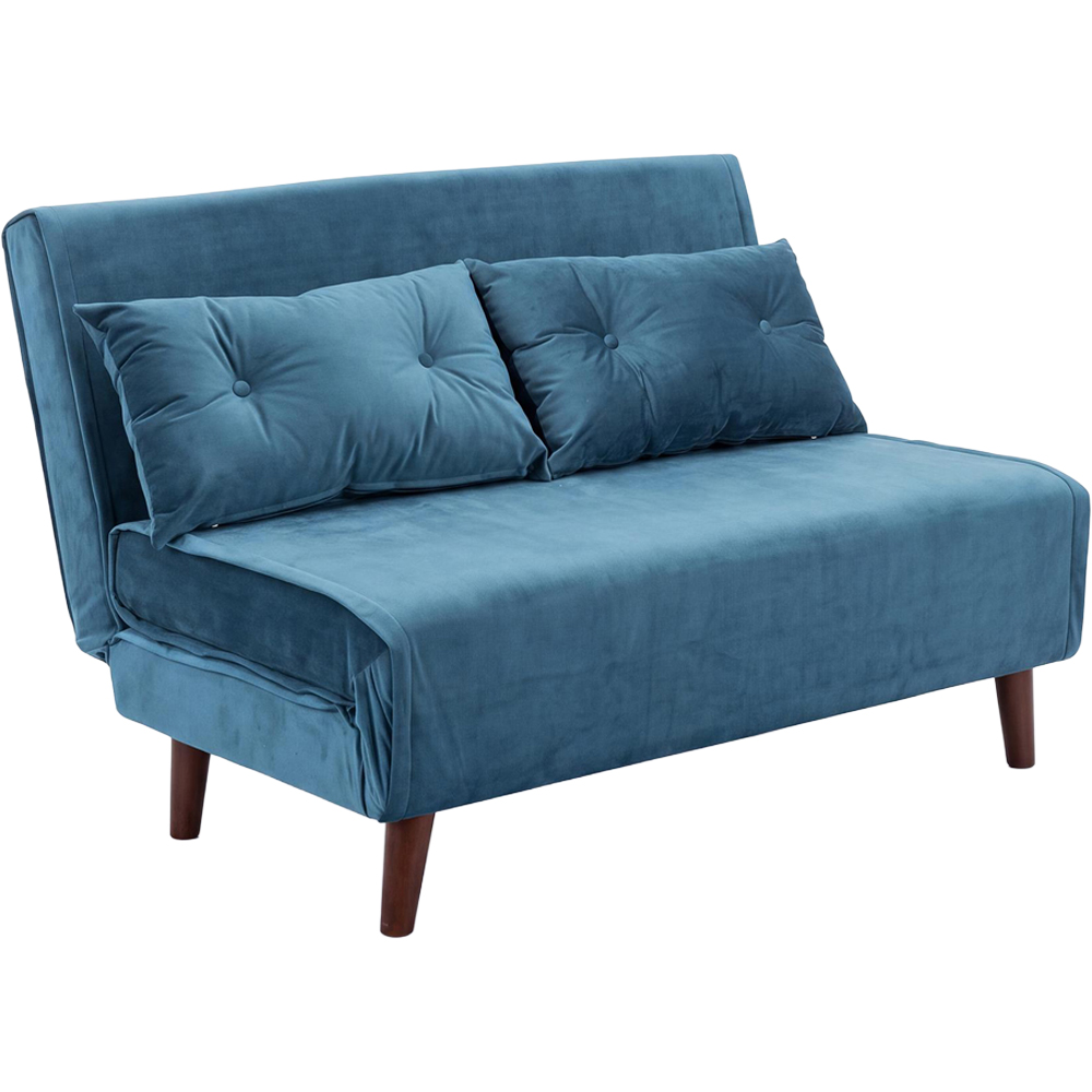 Portland 2 Seater Blue Velvet Sofa Bed Image 2