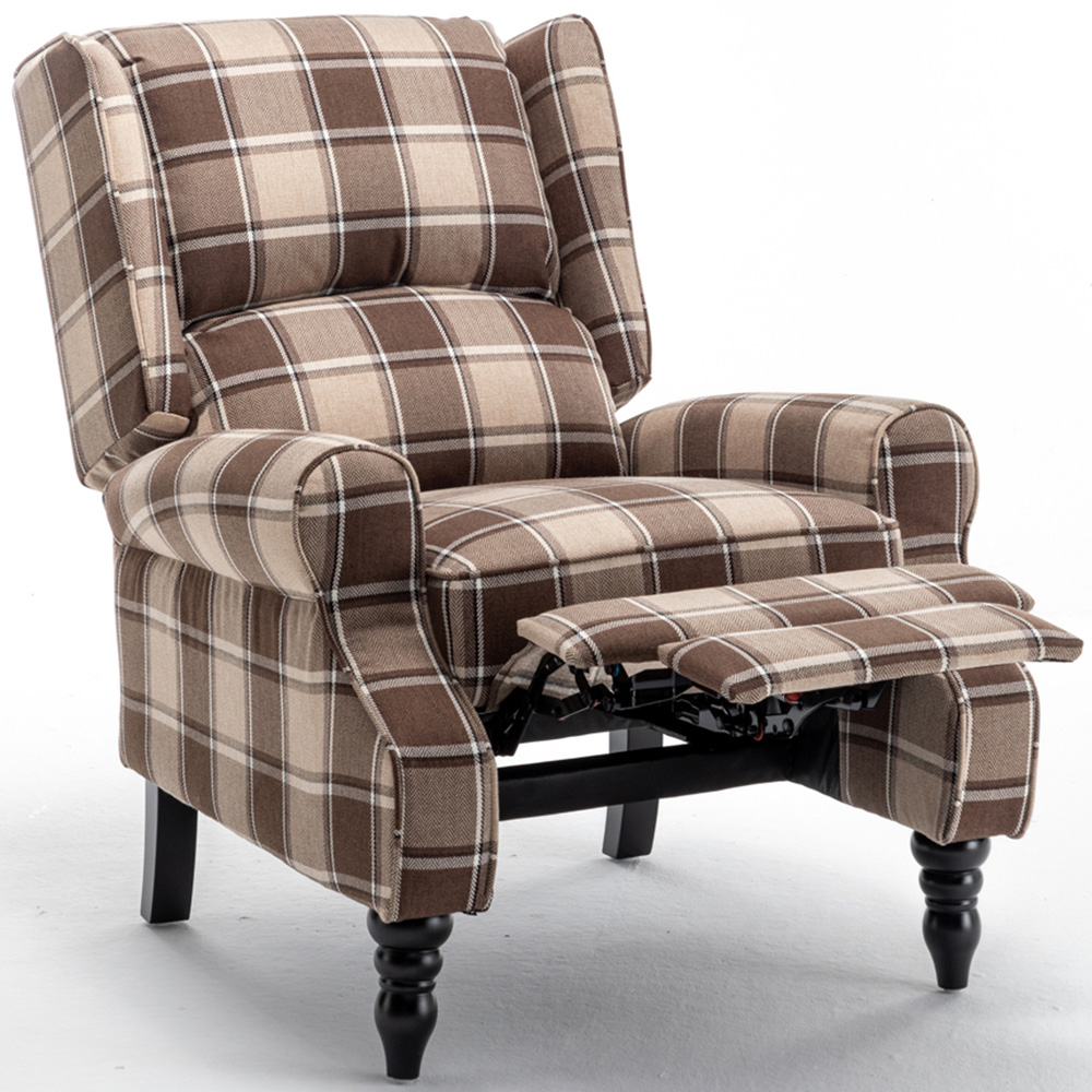 Furniture One Brown Wingback Pushback Recliner Armchair Image 2