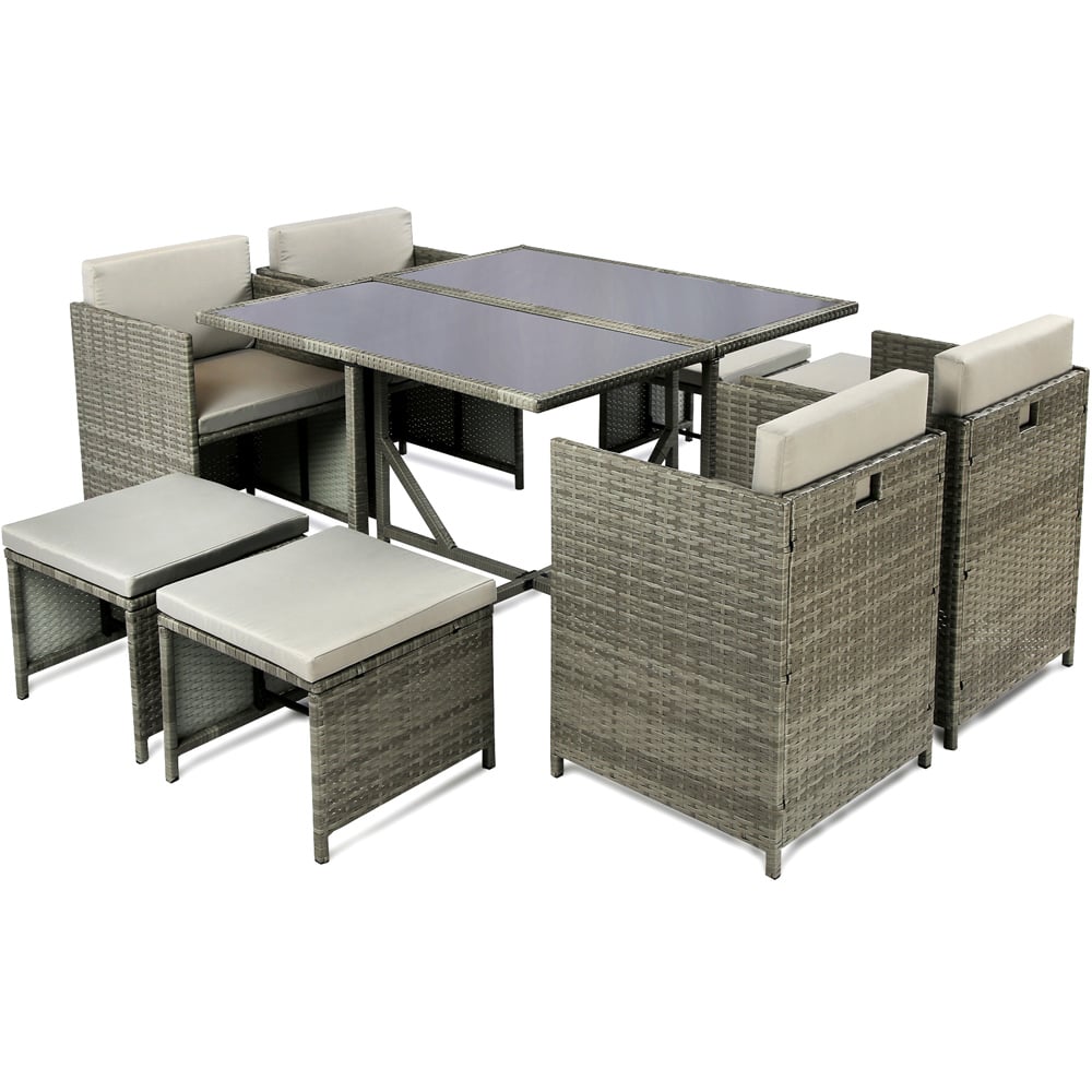 Home Garden Direct Athena 8 Seater Cube Dining Set Grey Image 2