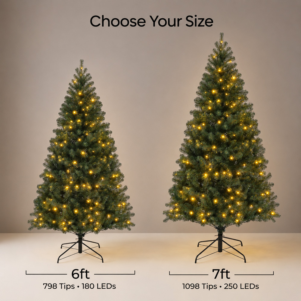 Festive Christmas Richmond Fir Winter Pre-Lit Artificial Christmas Tree 7ft Image 9