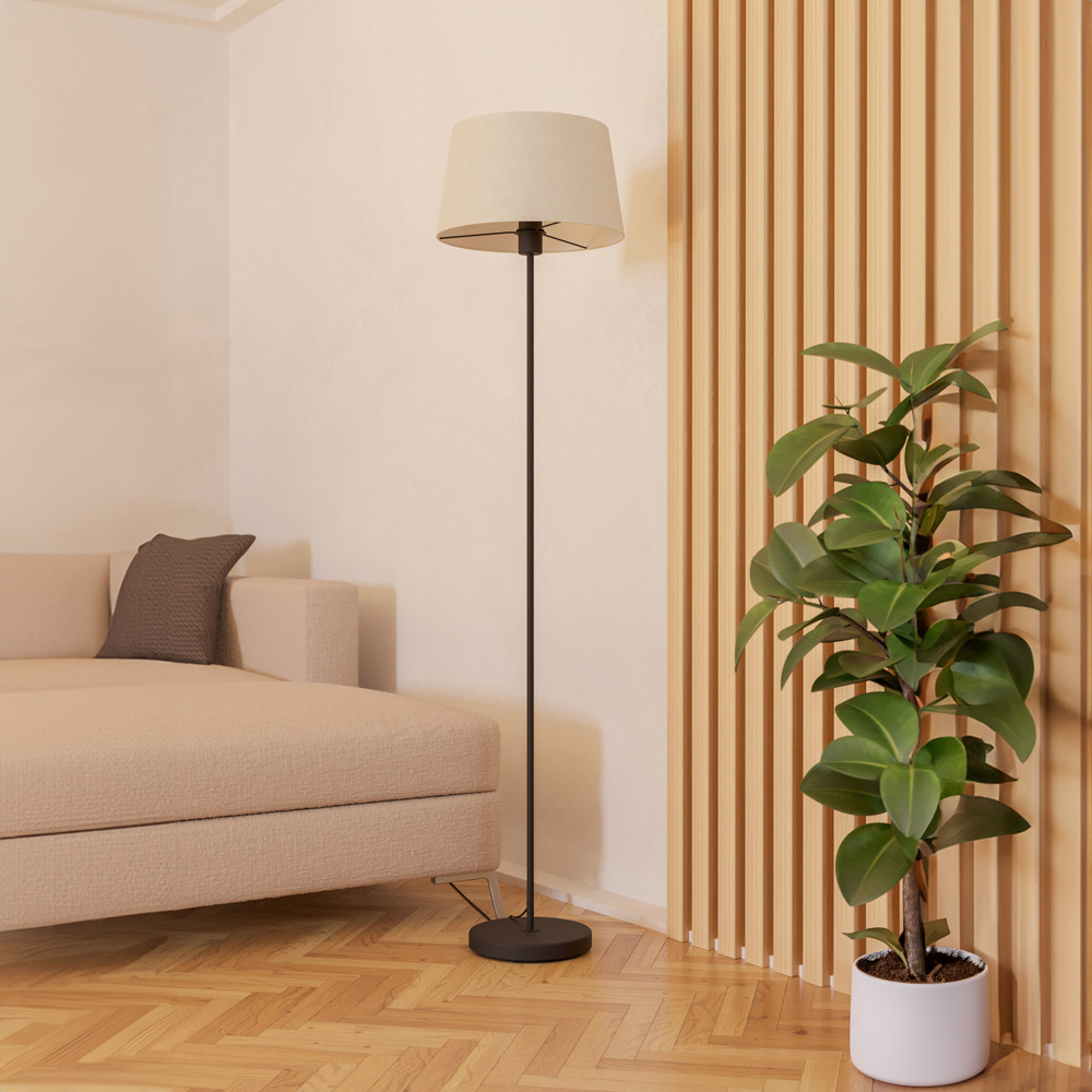 EGLO Febres White Fabric and Black Steel Traditional Floor Lamp Image 4