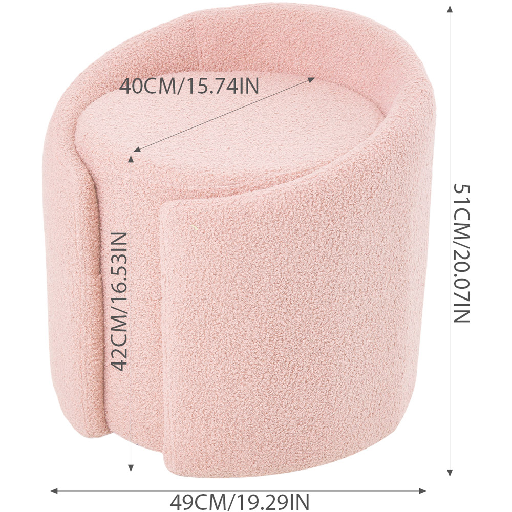 Living and Home Pink Teddy Fleece Round Tub Vanity Stool Image 9