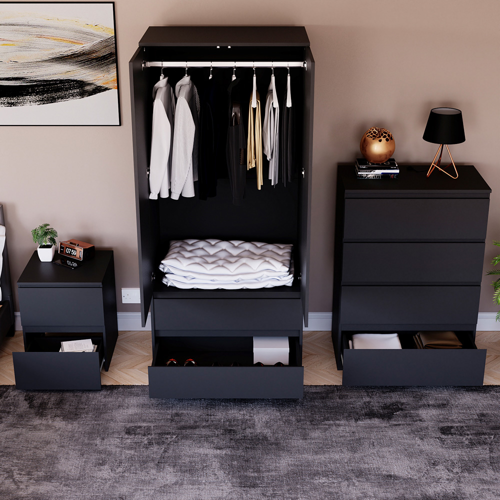 Vida Designs Denver Black 3 Piece Bedroom Furniture Set Image 4