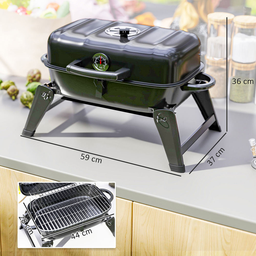 Outsunny Black Foldable Charcoal Barbecue Grill Image 9