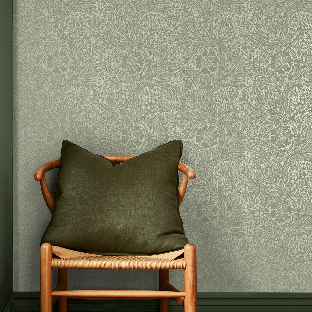 William Morris At Home Marigold Fibrous Sage Wallpaper Image 3