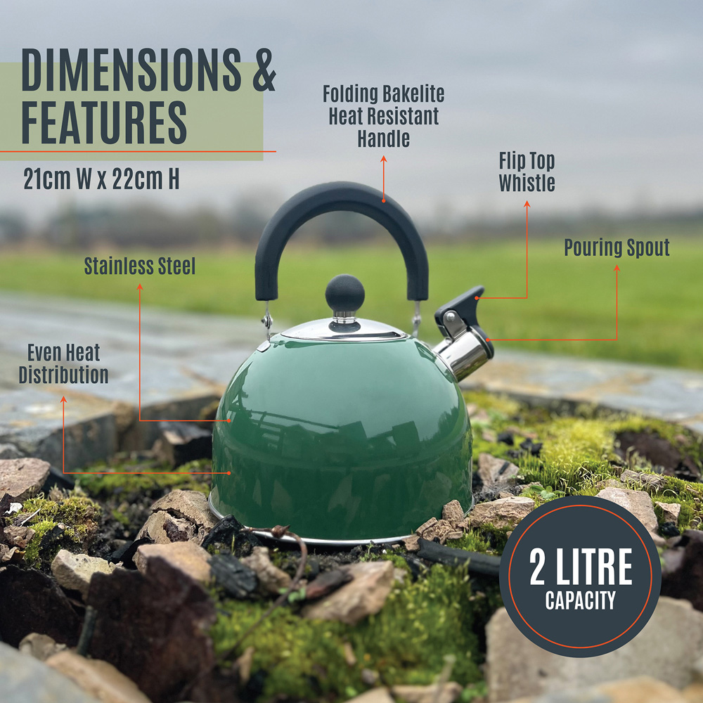 Milestone Camping Green Stainless Steel Kettle 2L Image 8