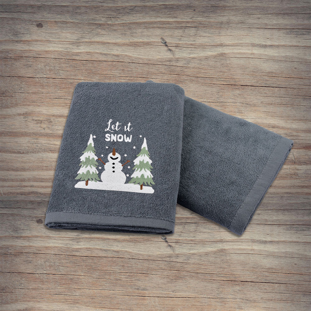 Noel Square Let It Snow Grey Hand Towel 2 Pack Image 5