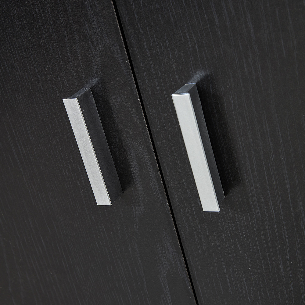 Home Source Venetia 2 Door Single Drawer Black Shoe Storage Cabinet Image 5