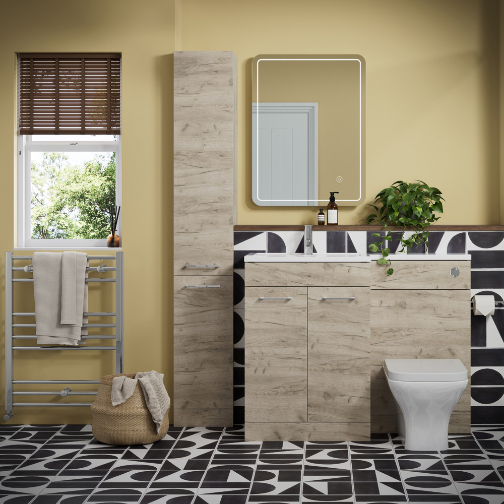Bathstore Panama 2 Door Oak Left Hand Basin and WC Unit 1000mm Image 2