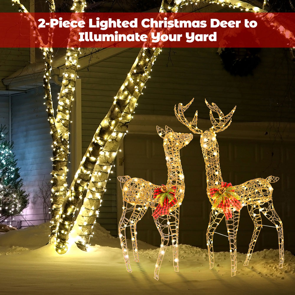 Costway 230 LED 2 Piece Reindeer Family Set Outdoor Christmas Decoration Image 8