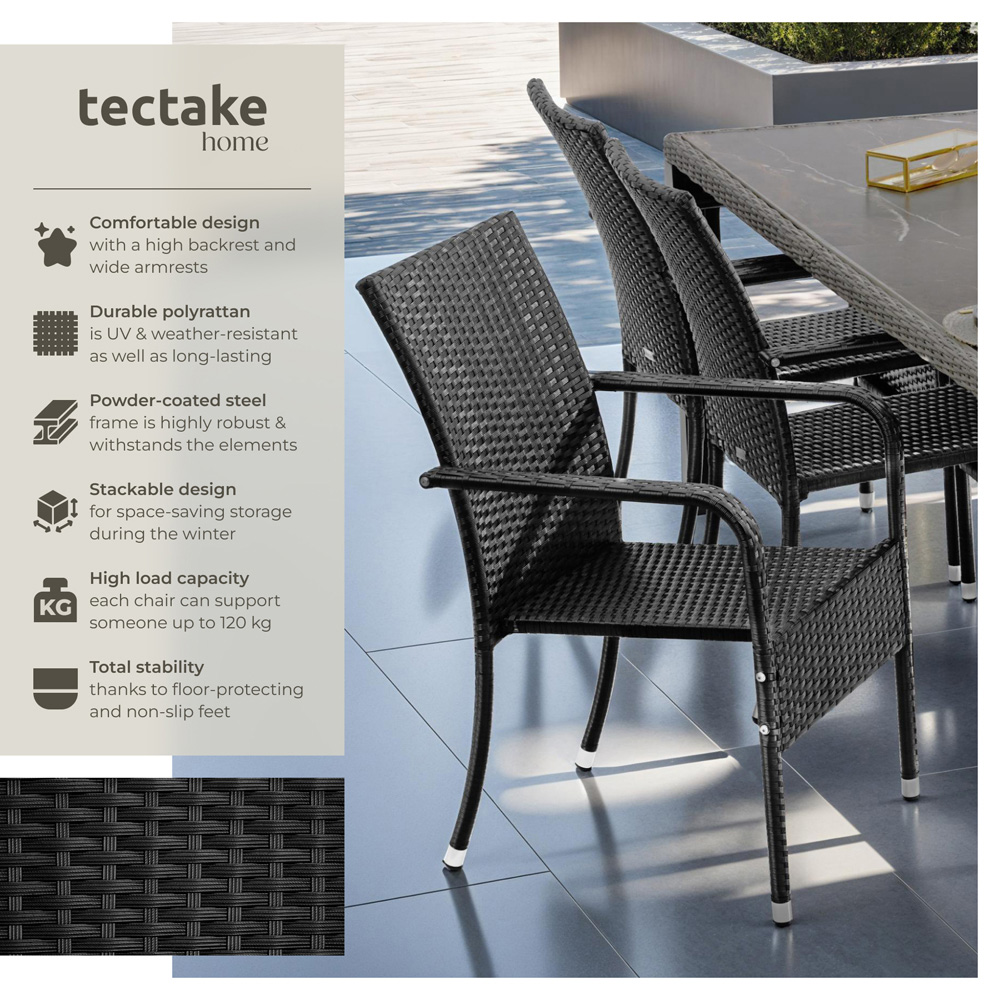 tectake Girona Set of 8 Garden Polyrattan Stackable Chair Image 6