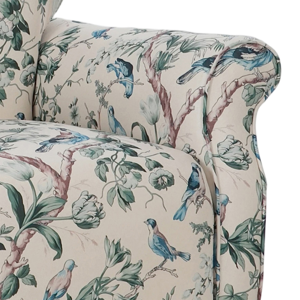 Living and Home Multicolour Linen Tufted Armchair with Black Rubberwood Legs Image 4