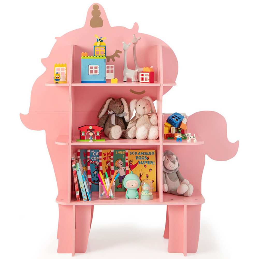 Costway Pink Kids Toy Bookshelf Image 3
