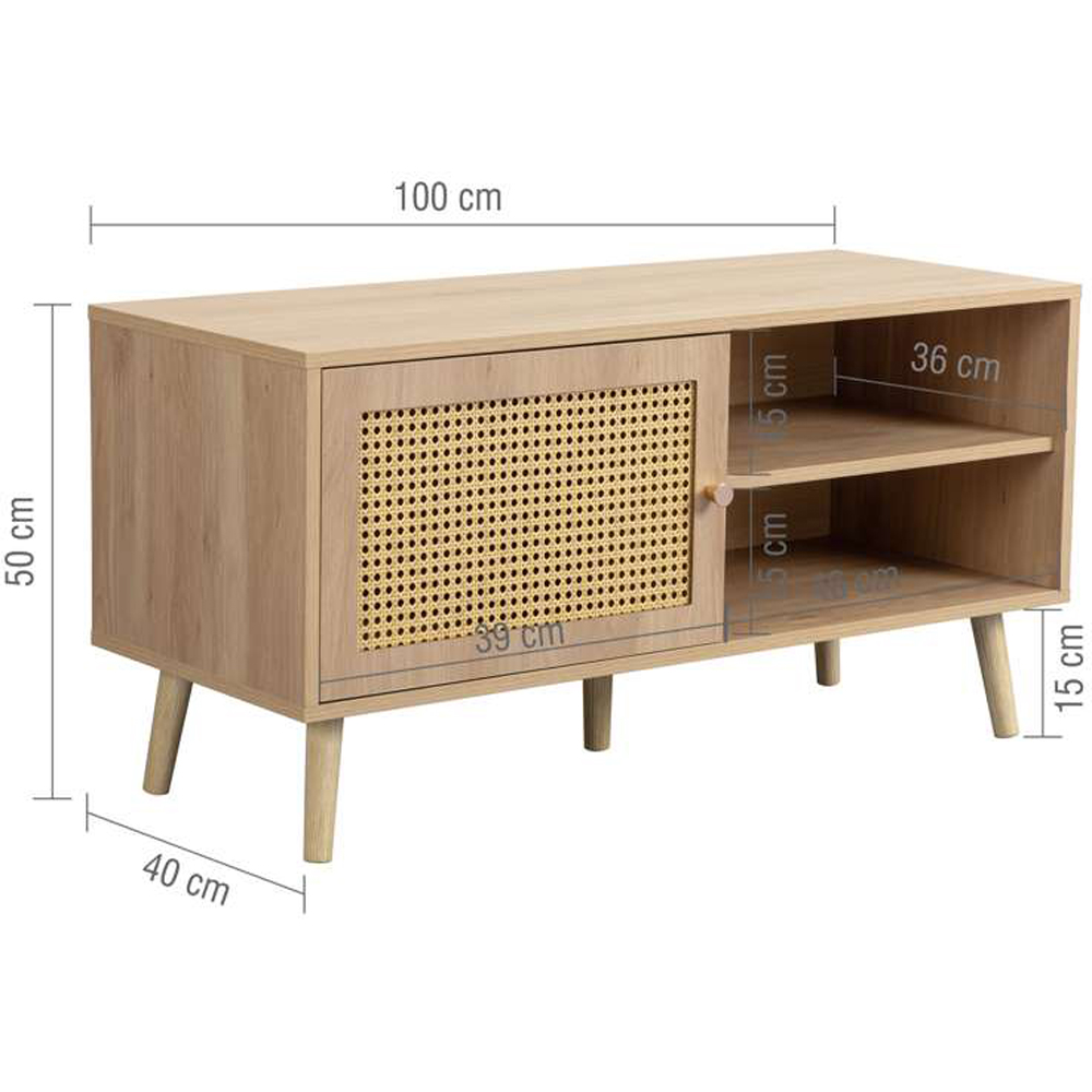 Birlea Croxley Oak Single Door 2 Shelf Rattan TV Unit Image 9
