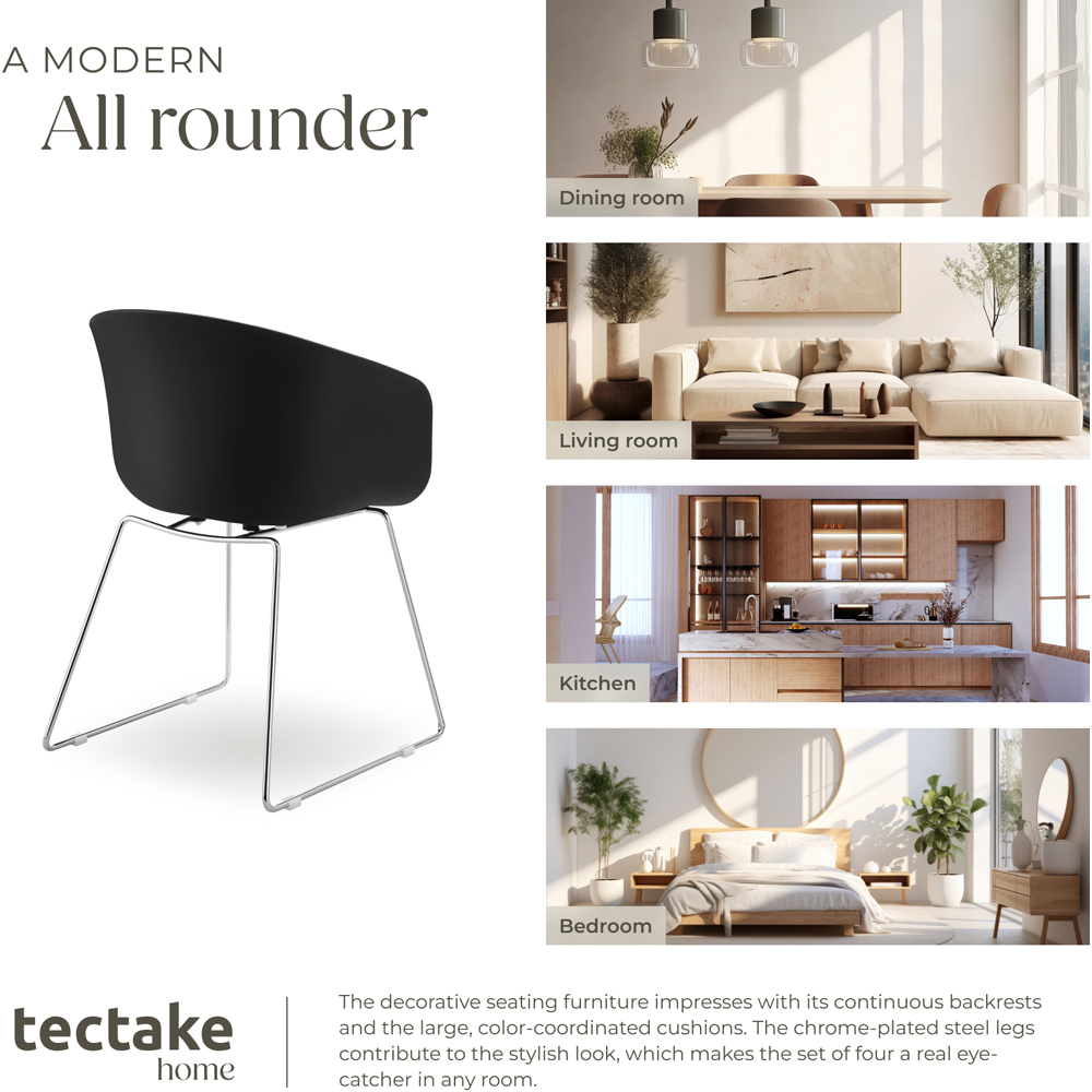 tectake Logart Set of 4 Padded Dining Chair Image 6