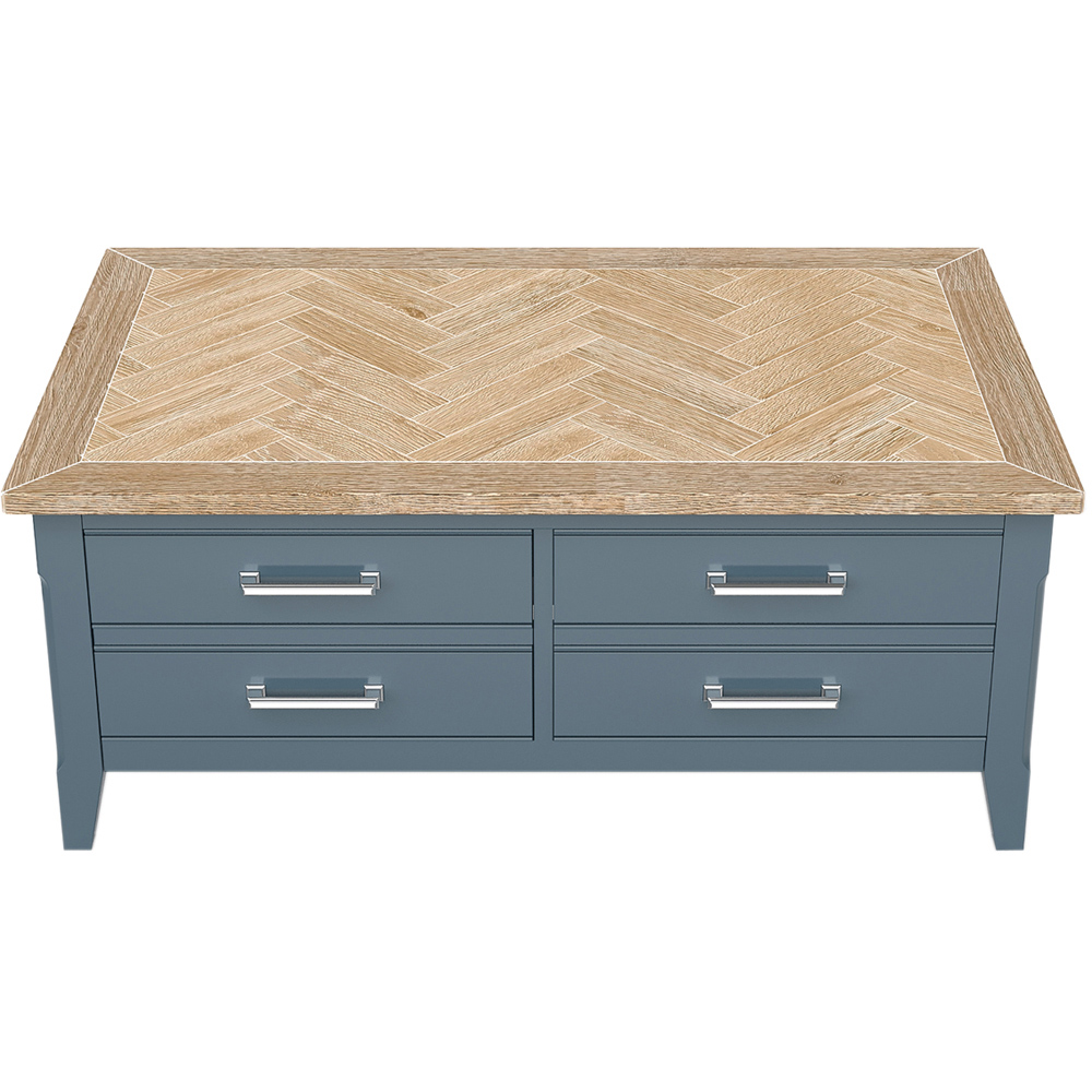 Baumhaus Signature 4 Drawer Blue Coffee Table with Storage Trunk Image 3