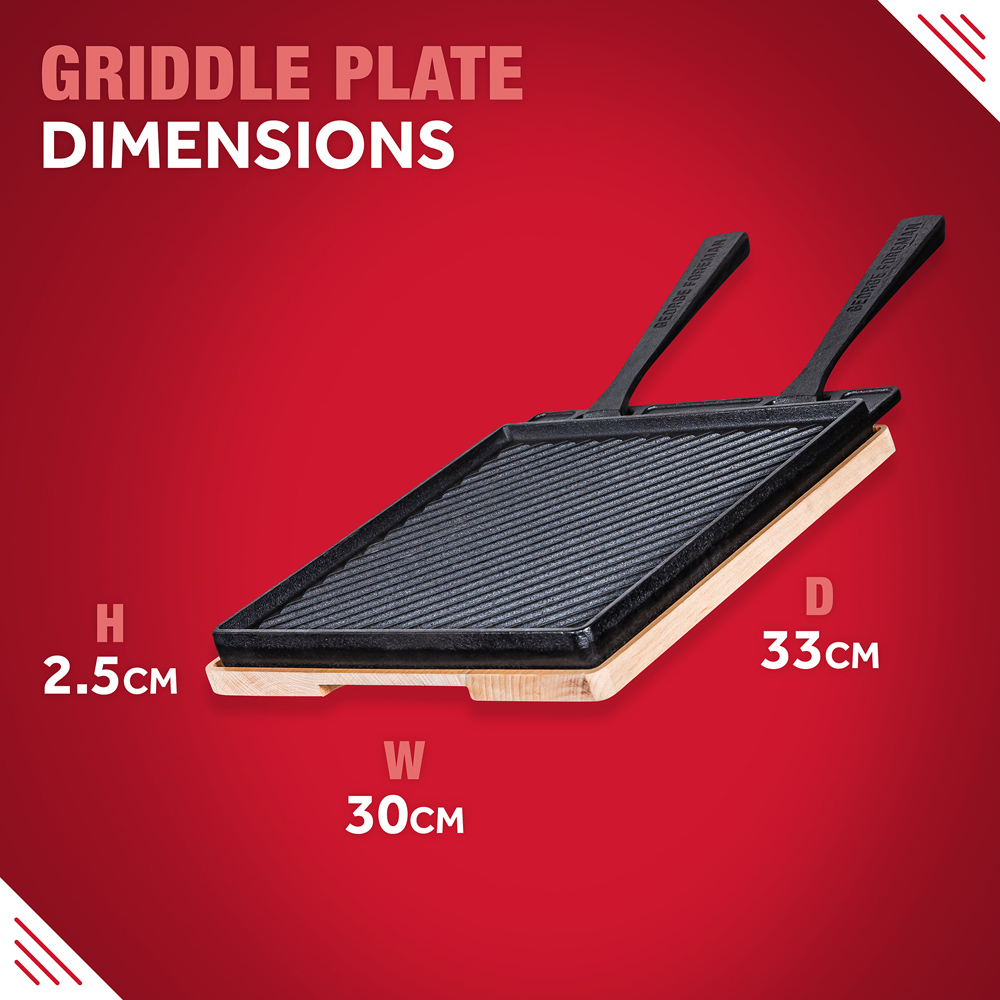 George Foreman Black Reversible Griddle Plate with Beech Tray Image 6
