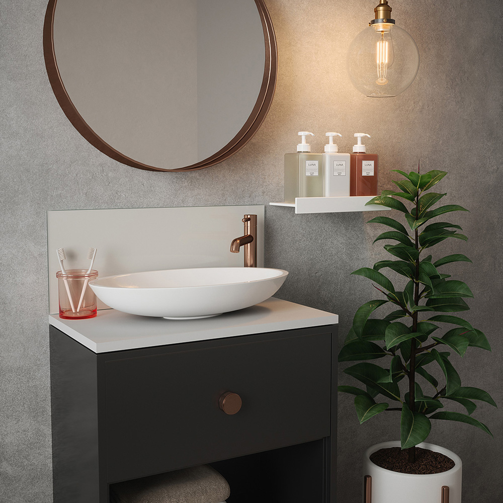 Splashback Silk Grey Toughened Glass Self Adhesive Bathroom Splashback 250 x 500mm Image 4