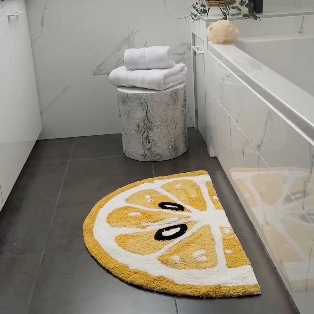 Mooky Mats Half Circle Lemon Slice Non Slip Bath Mat 50 x 80cm Image 5