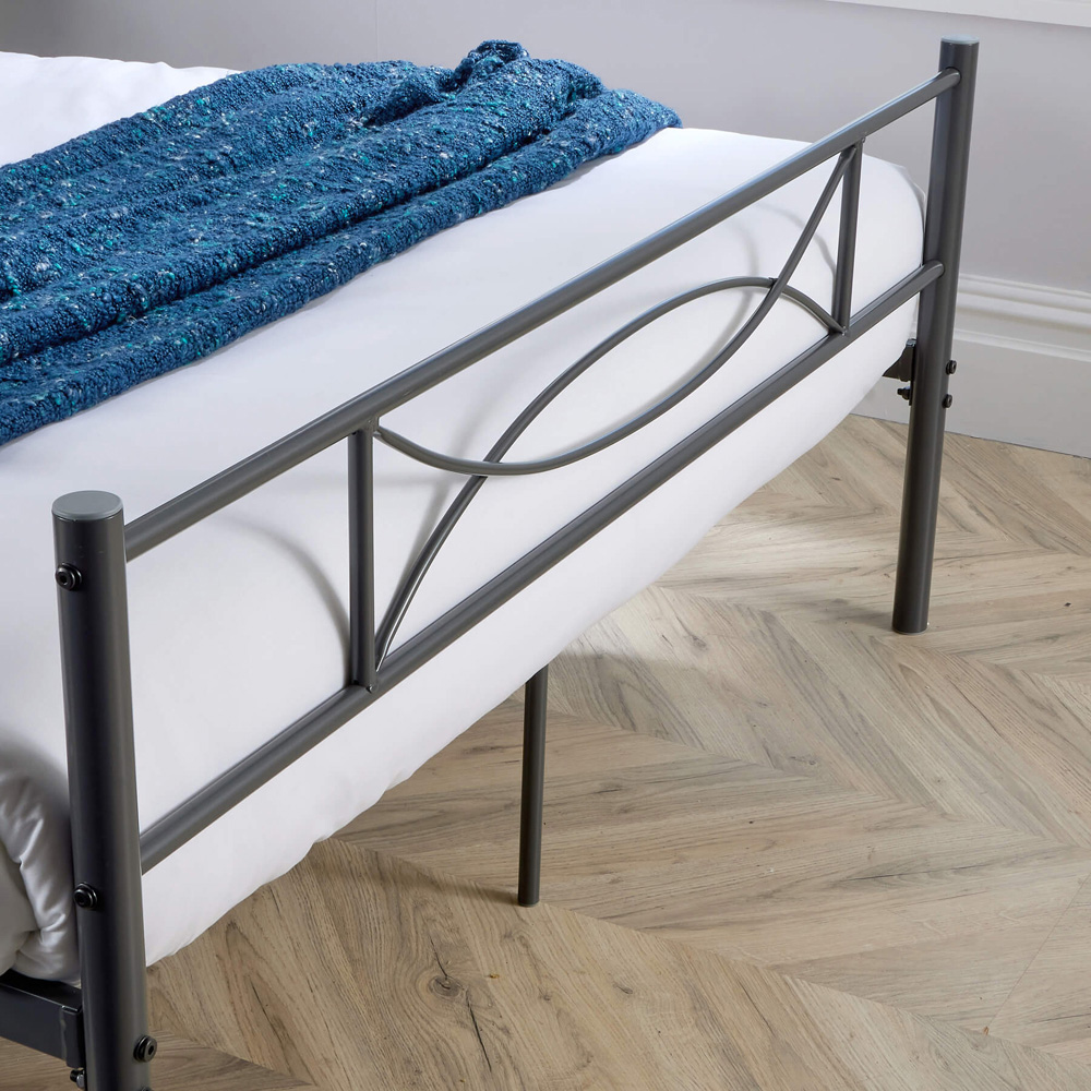 Home Source Saturn Single Grey Metal Bed with Curve Headboard Image 3