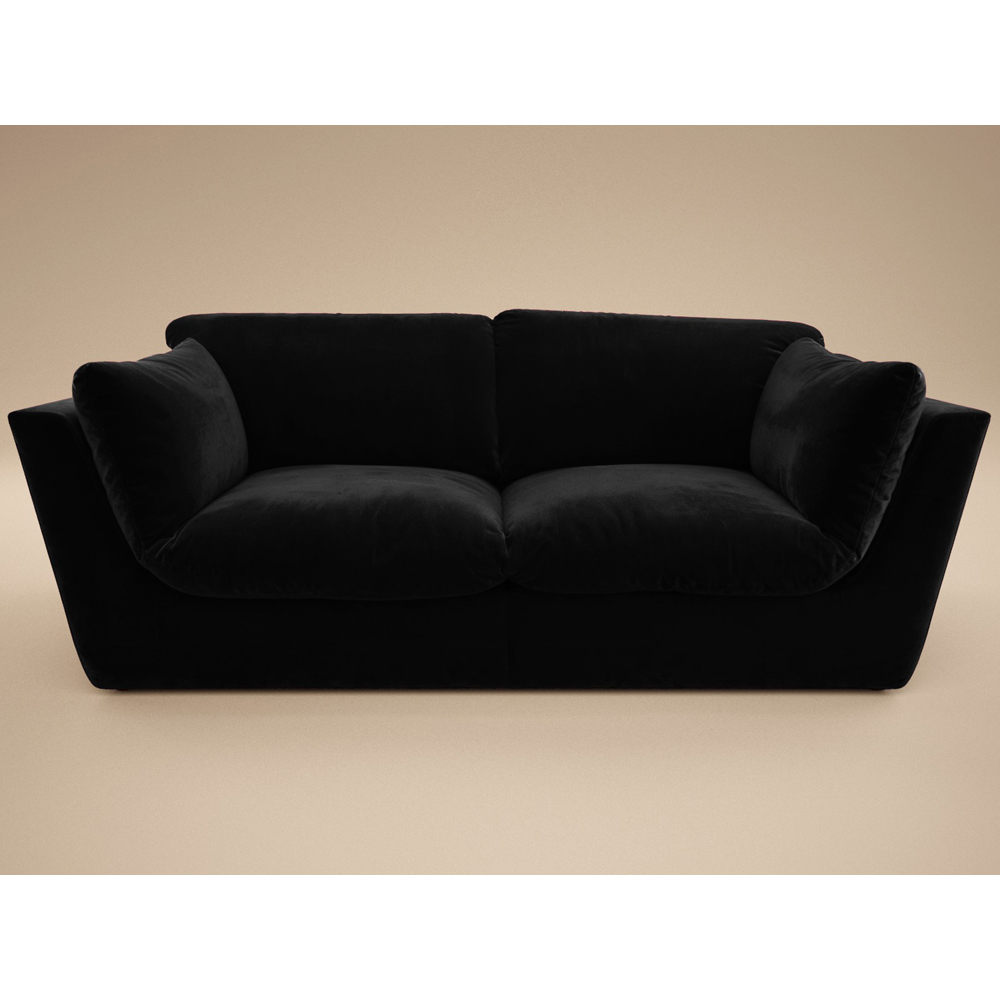 SOLACE+CO Orson 3 Seater Black Velvet Sofa Image 2
