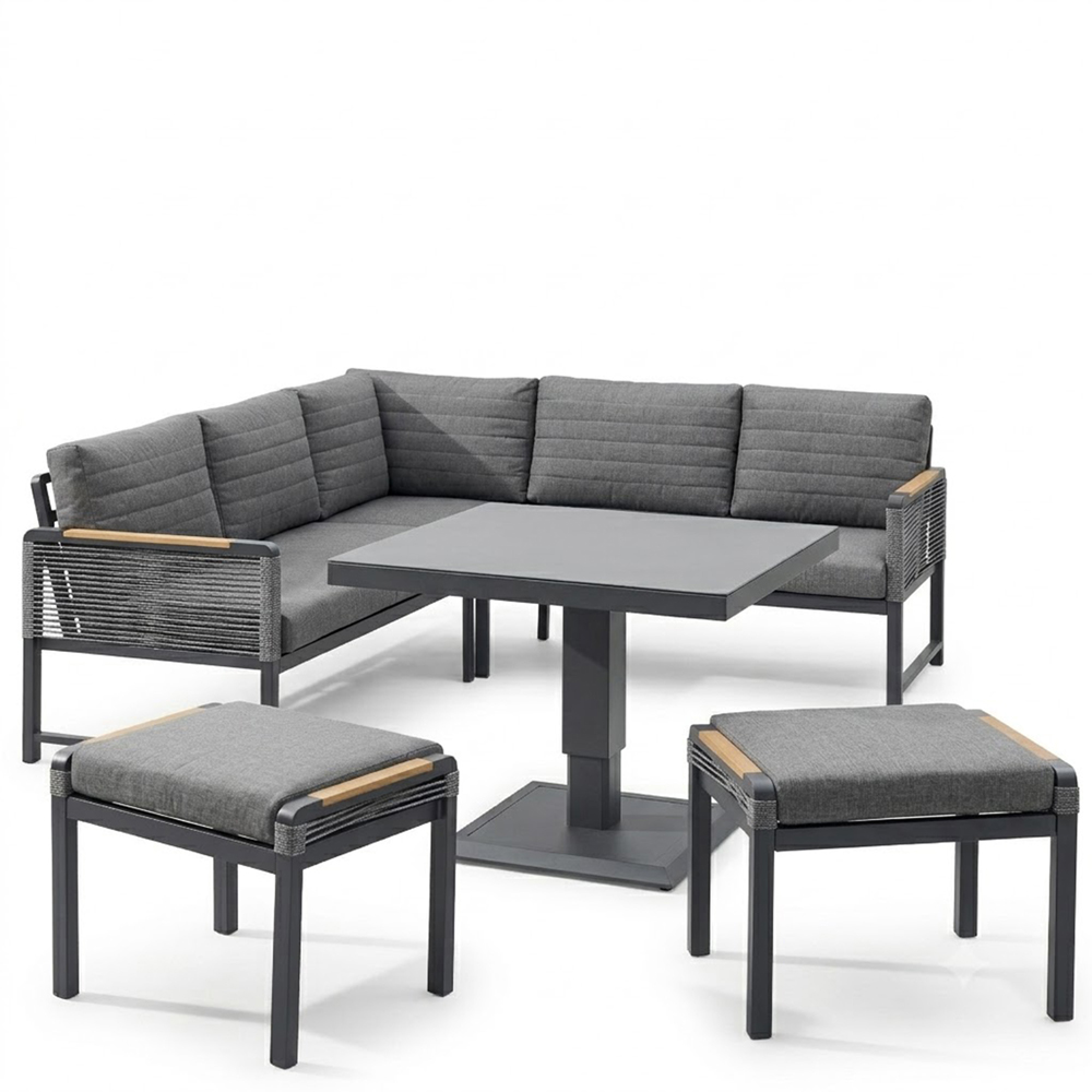 Norfolk Collection Bellmount Dark Grey Rope Weave 7 Seater Mini Corner Lounge Set Image 2