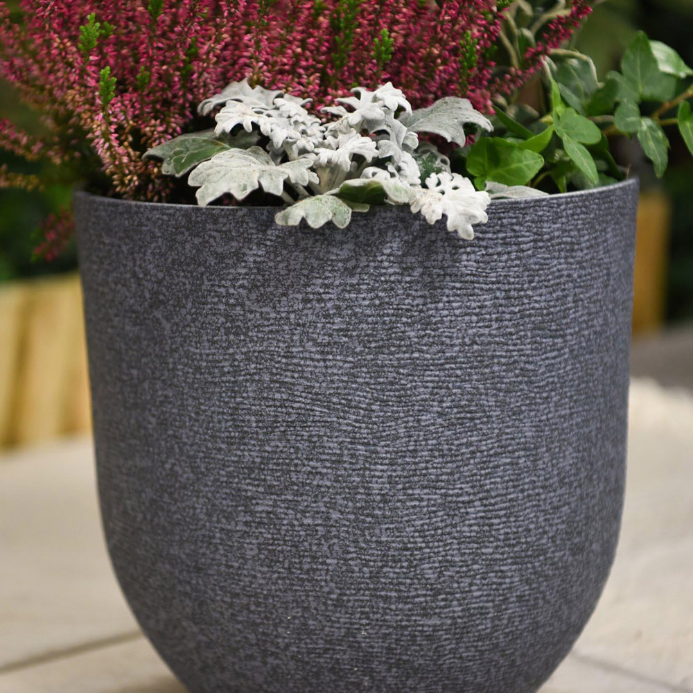 Garden Gear Grey Stone Effect Planter 26cm 2 Pack Image 3