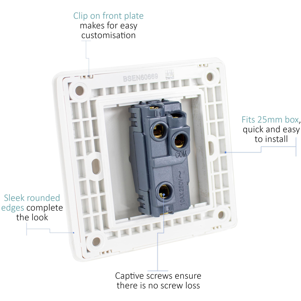 Trendi Switch 1 Gang 1 or 2 Way Piano Black Rocker Light Switch 2 Pack Image 4